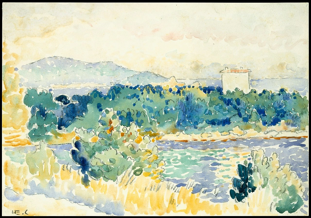 Paesaggio mediterraneo con una Casa Bianca, 1900